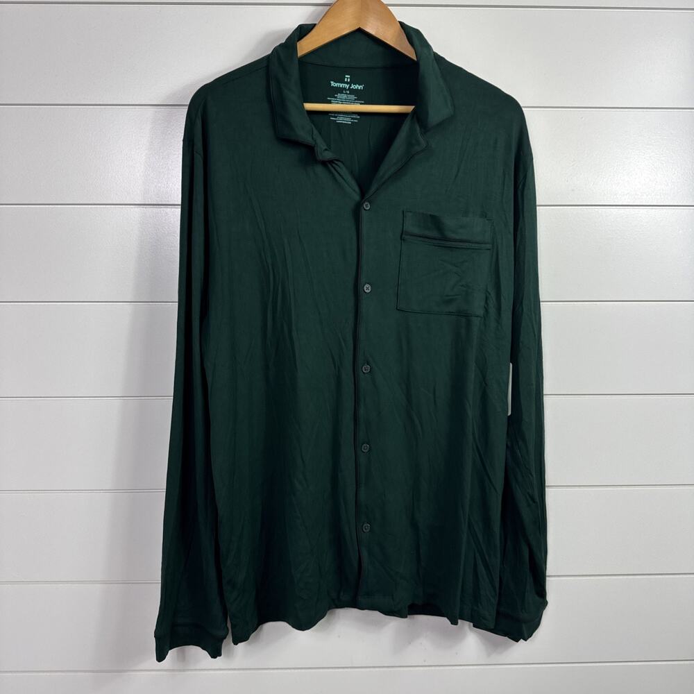 Tommy John Sleepwear Button Front Pajama Shirt Pine Grove Green sz L
